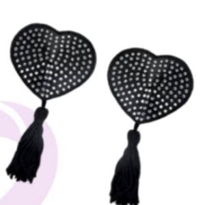 Black with silver studded pasties with tassels